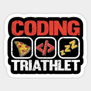 Funny Coding Triathlet Pizza Sleep Programmer Gift Sticker